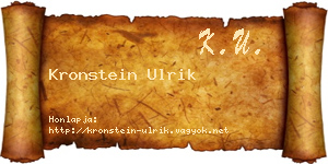 Kronstein Ulrik névjegykártya